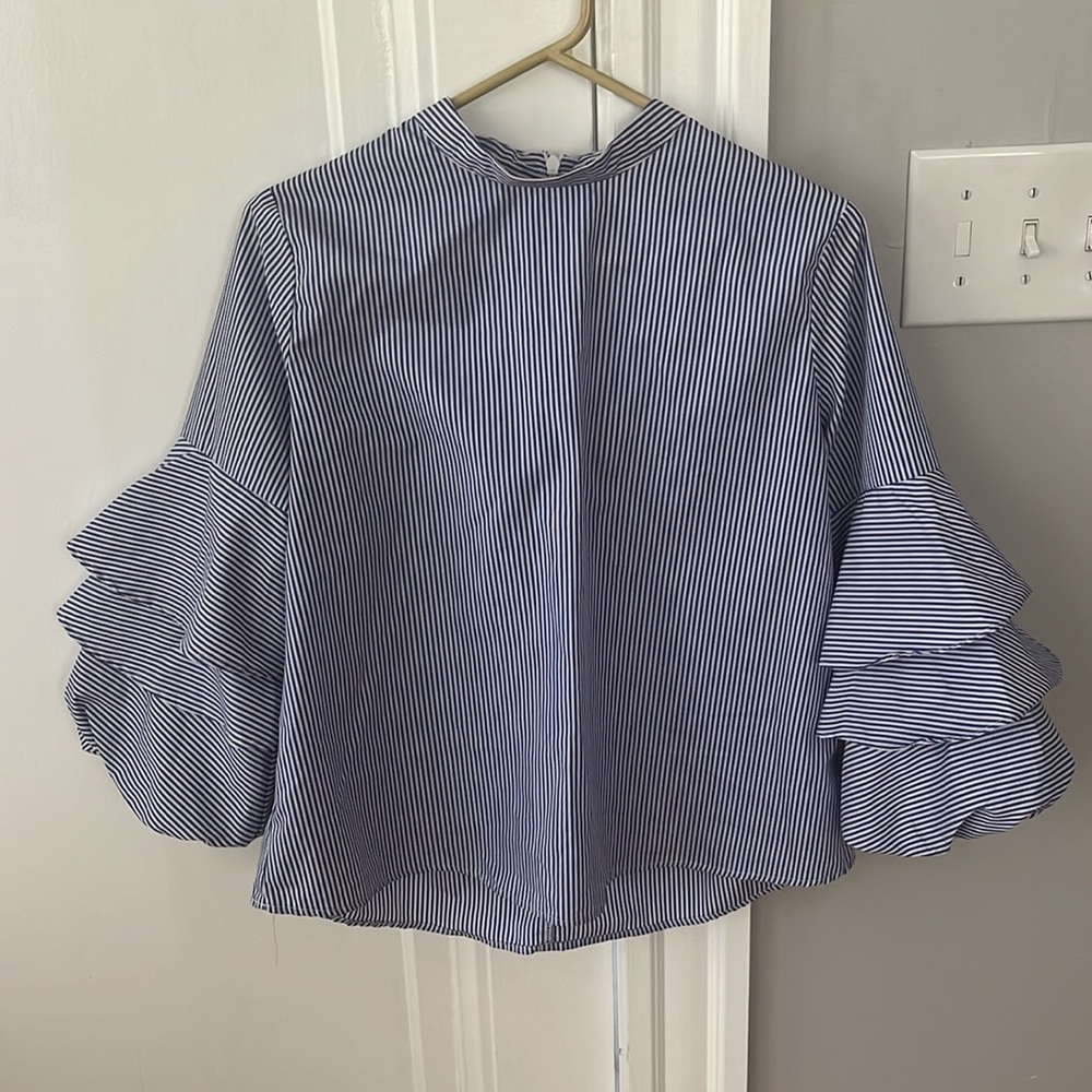blue and white stripe blouse